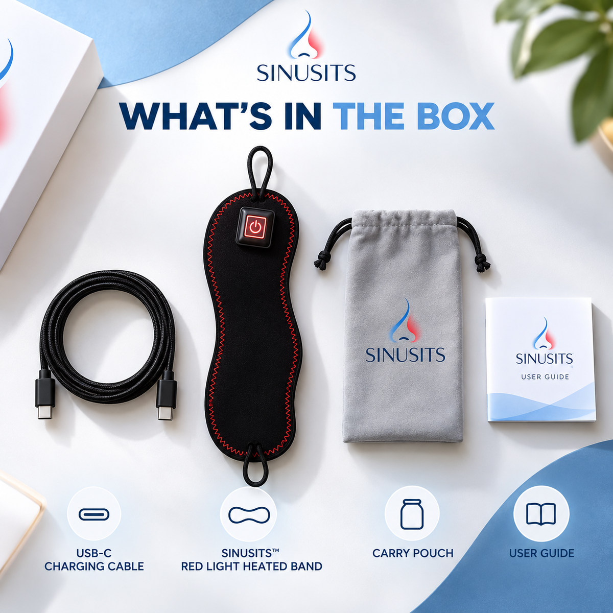 Sinus & Stuffy Nose Relief — SINUSITS™ Red Light Heated Nose Band